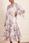 NEEDLE & THREAD NEEDLE & THREAD WISTERIA CHIFFON ROUND NECK ANKLE GOWN