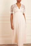 Needle & Thread Garland Ribbon Bodice Ankle Gown In Champagne
