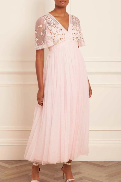 Needle & Thread Garland Ribbon Bodice Ankle Gown In Pink