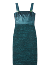 St John Jewel-button Metallic Italian Slub Tweed Sleeveless Dress In Dark Teal/black Multi