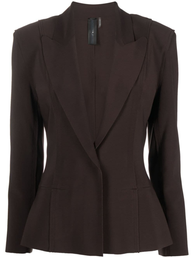 Norma Kamali Single-breasted Fitted Blazer In Brown