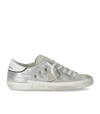 Philippe Model Prsx Low Metal Silver Sneaker In White