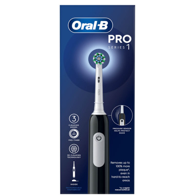 Oral B Pro Series 1 Cross Action Black Electric Rechargeable Toothbrush In White