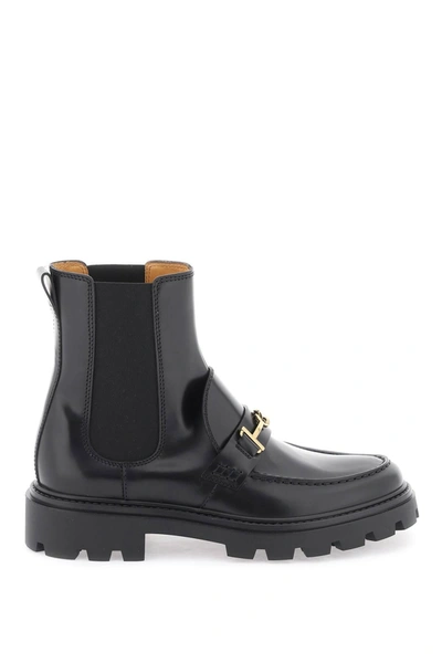 Tod's Buckle-detail Ankle Boots In Black