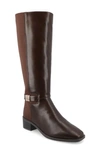 Journee Collection Wide Width Wide Calf Womens Londyn Tru Comfort Foam Stacked Block Heel Square Toe Boots In Brown