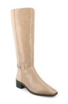 Journee Collection Wide Width Wide Calf Womens Londyn Tru Comfort Foam Stacked Block Heel Square Toe Boots In Tan