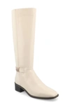 Journee Collection Wide Width Wide Calf Womens Londyn Tru Comfort Foam Stacked Block Heel Square Toe Boots In Bone