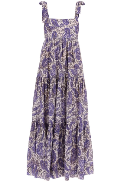 Zimmermann Neutral Devi Paisley Print Cotton Dress In Indigo Cream Paisley