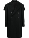 Balmain Double Lapel Double-breasted Coat In Black