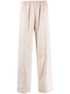Totême Monogram Flannel Pj Bottoms Light Beige Melange In Beige