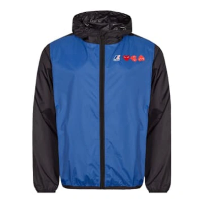 Comme Des Garcons Play X K-way Hooded Zip Jacket In Blue