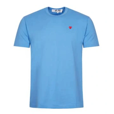 Comme Des Garçons Play Small Play Logo T-shirt In Blue