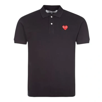 Comme Des Garçons Play Polo Shirt Heart Logo In Black