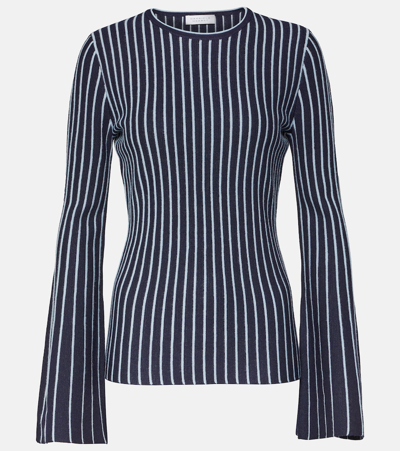 Gabriela Hearst Lorcan Striped Wool And Silk Top In Blue