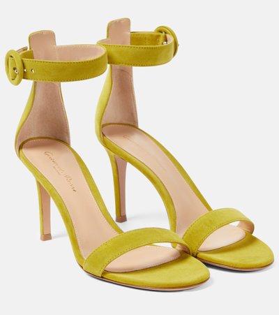 Gianvito Rossi Portofino 85mm Suede Sandals In Green