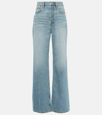 Re/done Jeans 70s Ultra High Rise Wide Leg In Blue