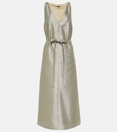 Joseph Desiree Metallic Midi Dress In Silver