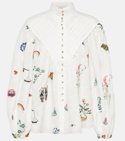 Alemais Atticus Motif-embroidered Shirt In Cream Multi