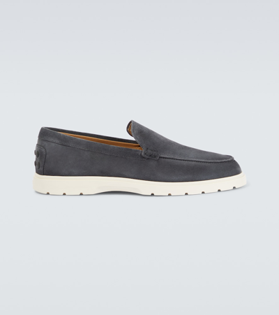 Tod's Suede Loafers In Ombra + Fondo Panna