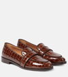 AQUAZZURA MARTIN CROC-EFFECT LEATHER LOAFERS