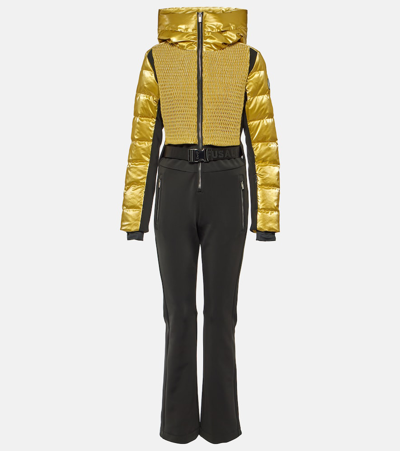 Fusalp Marie Down-paneled Ski Suit In Gold_noir