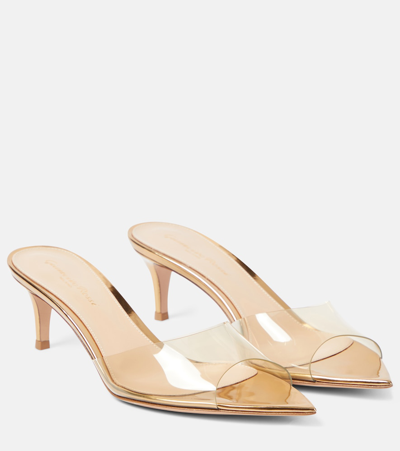 Gianvito Rossi Elle 55 Pvc And Patent Leather Mules In Gold