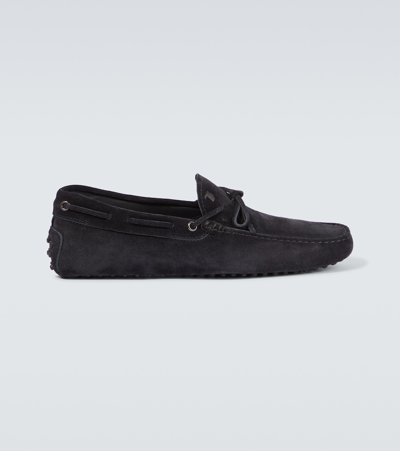 Tod's Gommino Suede Driving Shoes In Nero 
