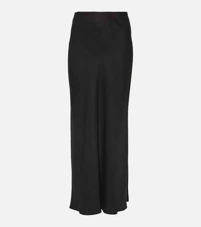 Brunello Cucinelli Satin Bias Maxi Skirt In C101 Black