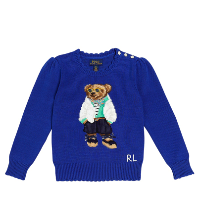 Polo Ralph Lauren Kids' Polo Bear Cotton Jumper In Sapphire Star
