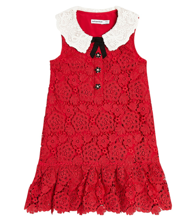 Self-portrait Kids' Girls Red Lace Collar Dress