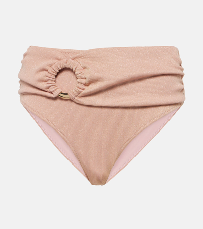 Alexandra Miro Dorit Printed Bikini Bottoms In Blush Lurex