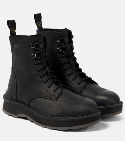 Sorel Hi-line Suede Ankle Boots In Black Jet