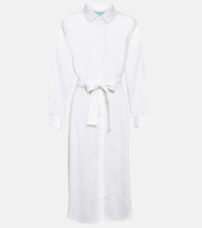 Melissa Odabash Dania Linen Shirt Dress In White