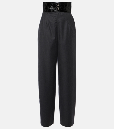 Alaïa High-rise Virgin Wool Straight Pants In Grey