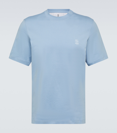 Brunello Cucinelli Cotton Round-neck T-shirt In Blue