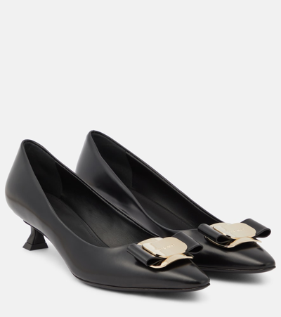 Ferragamo New Vara 40mm Leather Pumps In Black