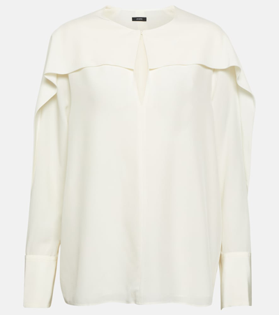 Joseph Balard Draped Silk Crepe De Chine Blouse In Ivory
