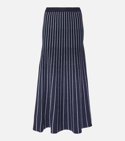 Gabriela Hearst Phelan Striped Wool And Silk Maxi Skirt In Dark Navy W Ivory Tipping