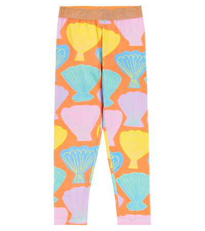 Stella Mccartney Kids' Printed Cotton-blend Leggings In Salmone/multicolor