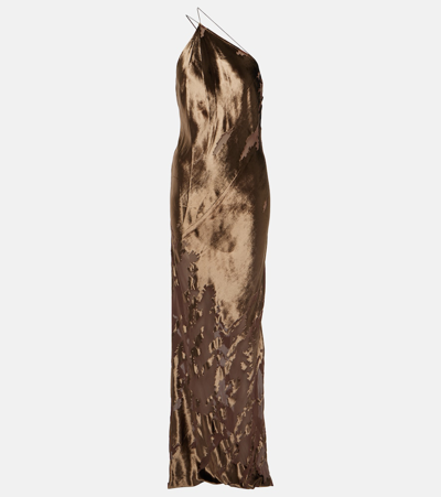 The Sei One-shoulder Silk Velvet Gown In Chocolate