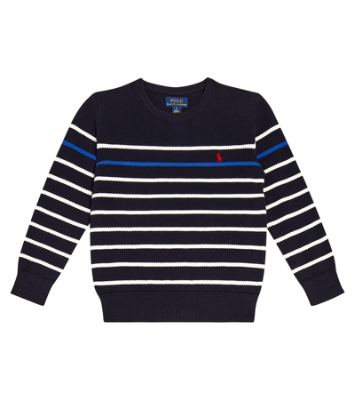 Polo Ralph Lauren Kids' Striped Cotton Sweater In Rl Navy Combo