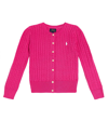 Polo Ralph Lauren Kids' Cable-knit Cotton Cardigan In Bright Pink
