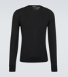 Tom Ford Fine Gauge Wool Knit Crewneck Sweater In Black
