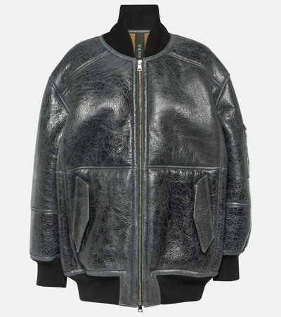 Blancha Shearling And Leather Bomber Jacket In Nero Cammello