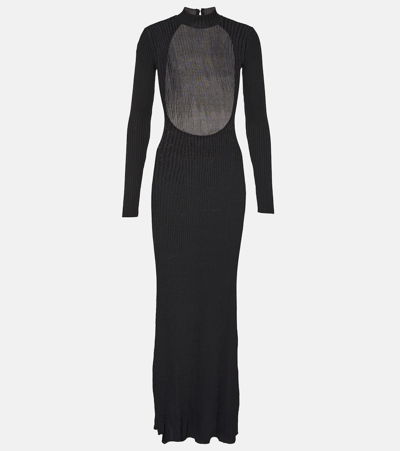 Staud Palmira Ribbed-knit Maxi Dress In Black