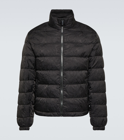 Versace Barocco Jacquard Puffer Jacket In Black