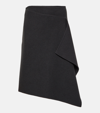 The Row Bartellina Draped Cashmere Midi Skirt In Faded Black