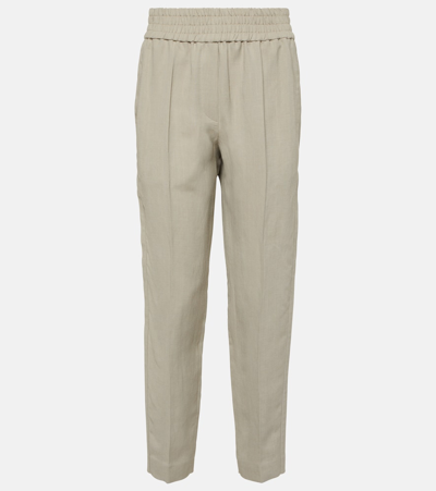 Brunello Cucinelli Twill Tapered Pants In Jackfruit