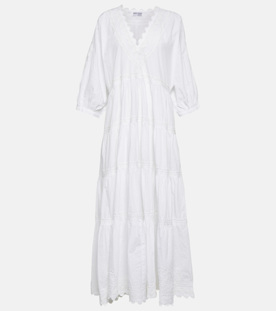 Juliet Dunn Embroidered Cotton Poplin Maxi Dress In White