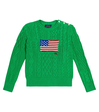 Polo Ralph Lauren Kids' Cable-knit Cotton Sweater In Stem Multi